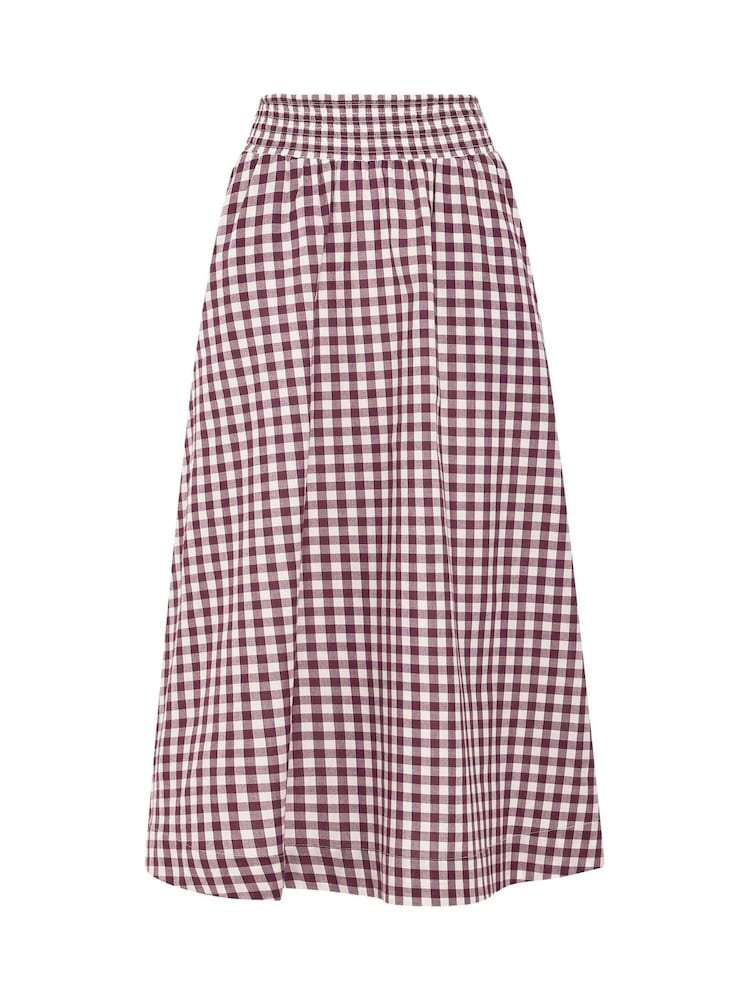 PixieGirl Petite Red Gingham Shirred Waist Midi Skirt - Image 5 of 5 PixieGirl Petite Red Gingham Shirred Waist Midi Skirt - Image 5 of 5