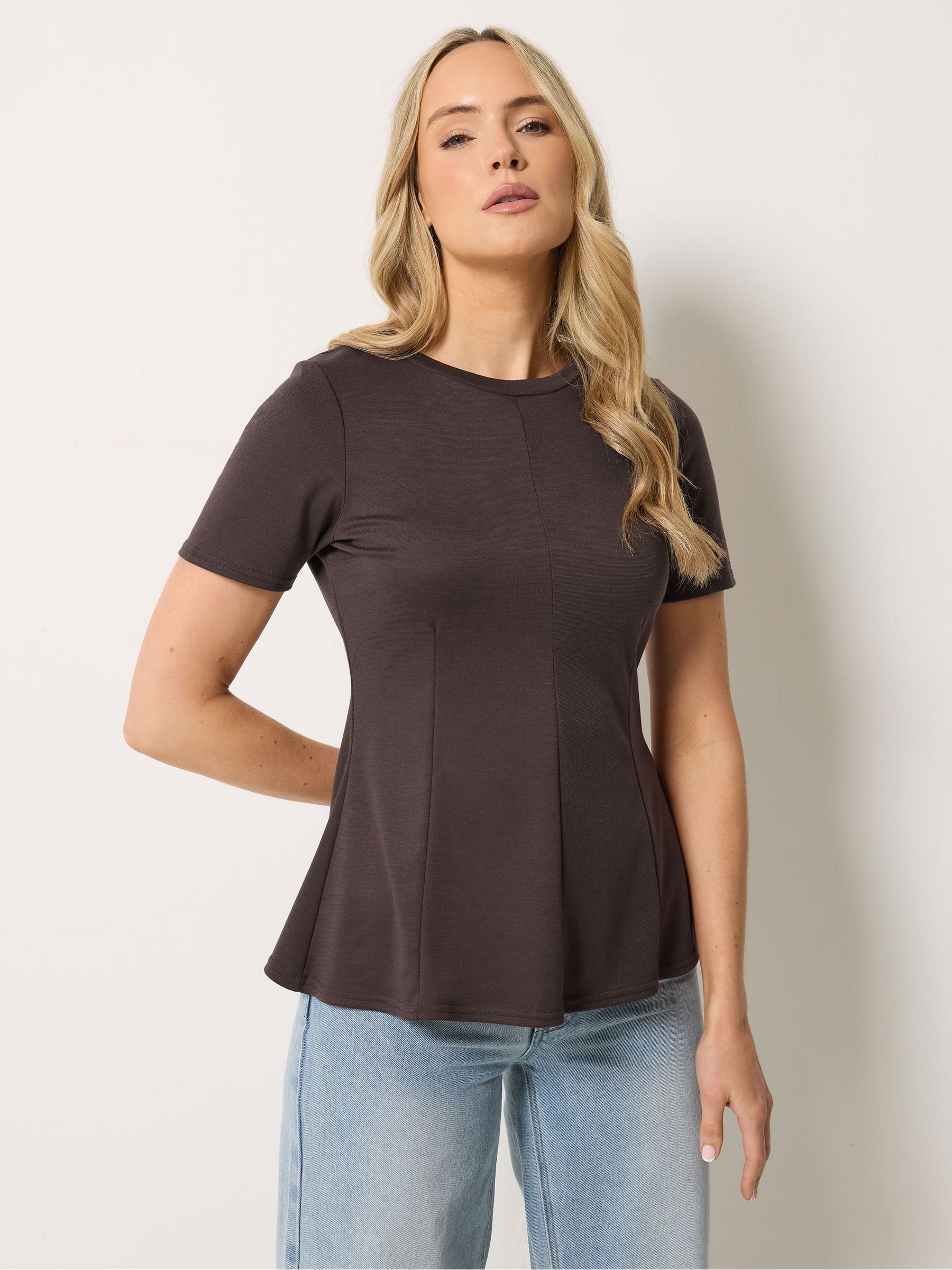 Long Tall Sally Women's Chocolate Tall Seam Front Peplum Top In | : Size 20 - Image 2