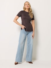 Long Tall Sally Brown Peplum Top - Image 2 of 5