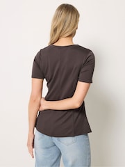 Long Tall Sally Brown Peplum Top - Image 3 of 5