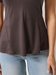 Long Tall Sally Brown Peplum Top - Image 4 of 5