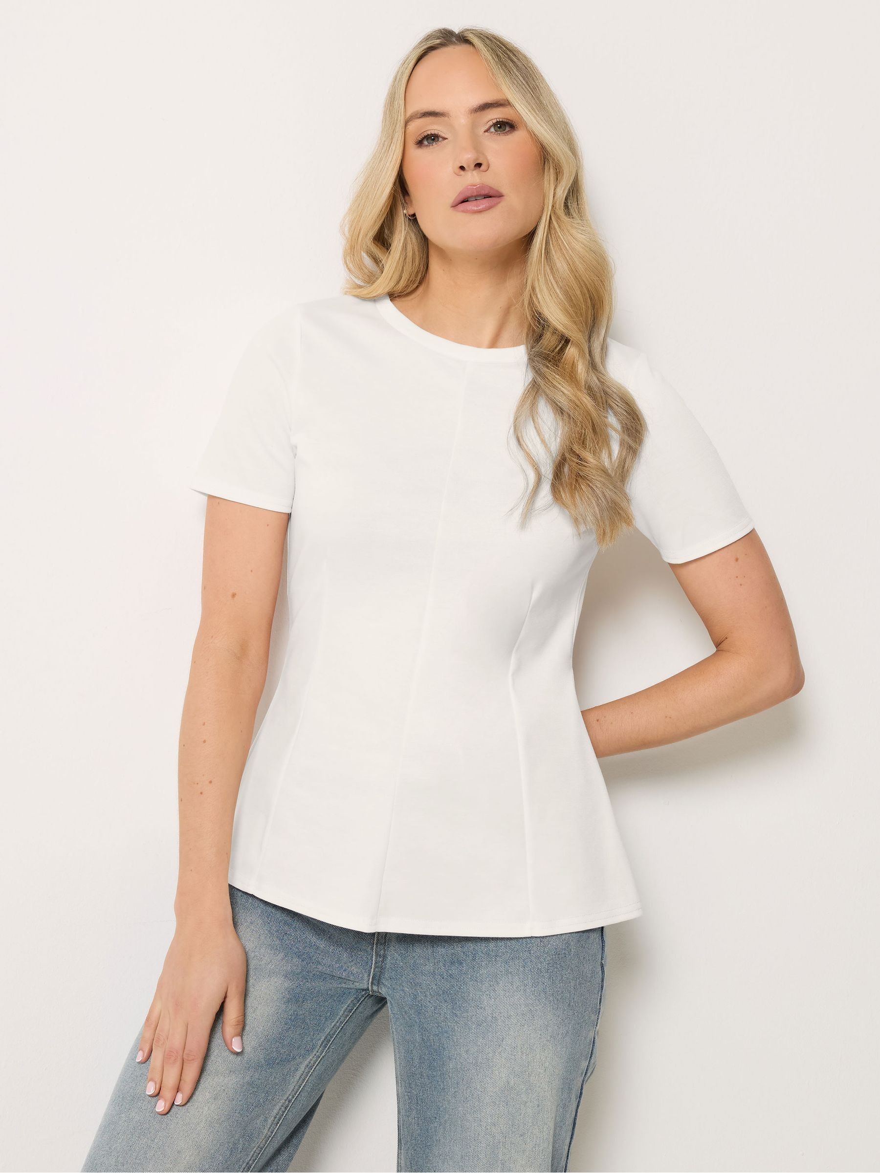 Long Tall Sally Women's Tall Seam Front Peplum Top in White | Size: 20 - Image 2