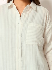 Yours Curve Cream Stripe Shirt - Image 5 of 5
