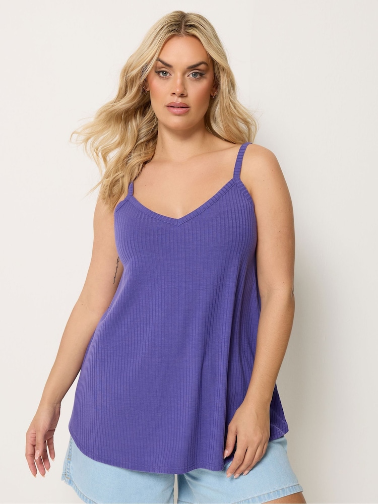 Púrpura - Camisola de canalé con vuelo Yours Curve - Imagen 1 de 5