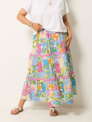 Yours Curve White Ric Rac Jersey Skirt - Image 1 of 5