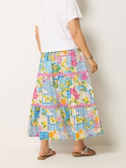 Yours Curve White Ric Rac Jersey Skirt - Image 3 of 5