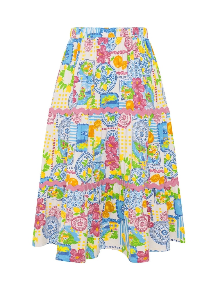 Yours Curve White Ric Rac Jersey Skirt - Image 5 of 5 Yours Curve White Ric Rac Jersey Skirt - Image 5 of 5