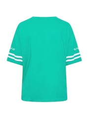 Yours Curve Green Placement Print Boxy Varsity T-Shirt - Image 7 of 7