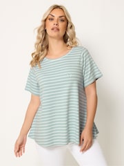 Yours Curve Green Stripe Swing Top - Image 1 of 5