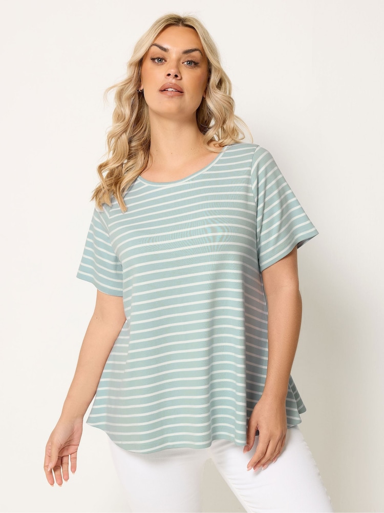 Yours Curve Green Stripe Swing Top - Image 1 of 5