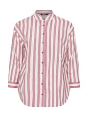 Yours Curve Red Long Sleeve Linen Blend Stripe Shirt - Image 6 of 6