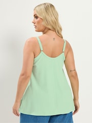 Yours Curve Green Ribbed Swing Buttoned Cami - Image 3 of 6