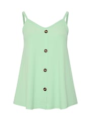 Yours Curve Green Ribbed Swing Buttoned Cami - Image 5 of 6