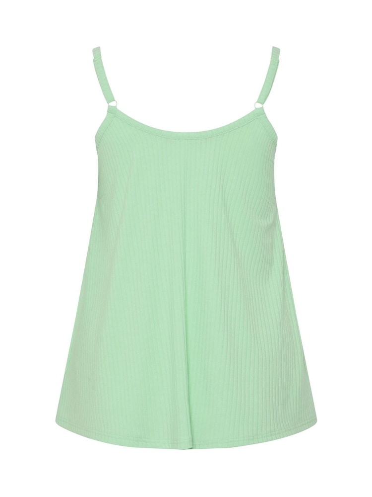 Yours Curve Green Ribbed Swing Buttoned Cami - Image 6 of 6 Yours Curve Green Ribbed Swing Buttoned Cami - Image 6 of 6