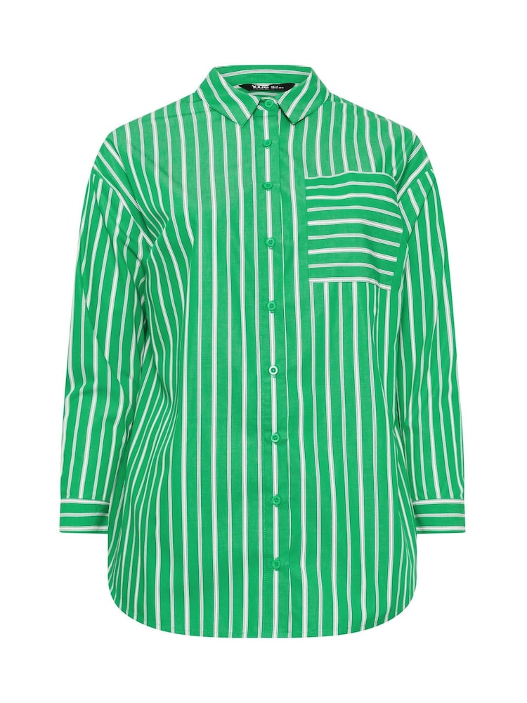 Yours Curve Light Green Stripe Shirt - Image 6 of 6 Yours Curve Light Green Stripe Shirt - Image 6 of 6