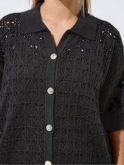 Yours Curve Black Limited Crochet Shirt - Image 4 of 5