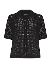 Yours Curve Black Limited Crochet Shirt - Image 5 of 5
