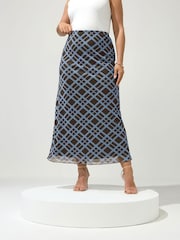 Yours Curve Black/Bue London Mesh Skirt - Image 1 of 6