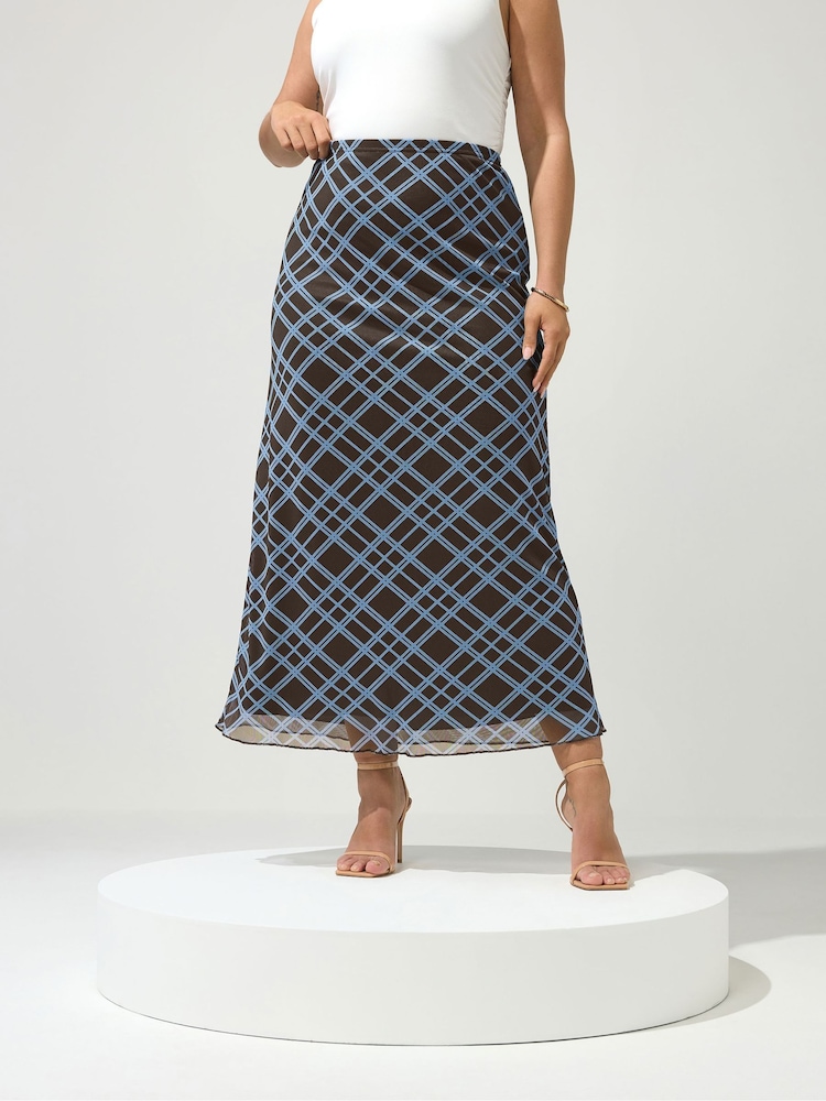 Yours Curve Black/Bue London Mesh Skirt - Image 1 of 6 Yours Curve Black/Bue London Mesh Skirt - Image 1 of 6