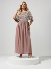 Yours Curve Pink Luxe Embellished Maxi Dress - Image 1 of 6