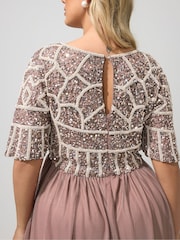 Yours Curve Pink Luxe Embellished Maxi Dress - Image 4 of 6