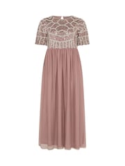 Yours Curve Pink Luxe Embellished Maxi Dress - Image 6 of 6