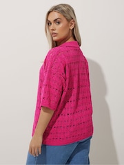 Yours Curve Pink Limited Crochet Shirt - Image 3 of 5