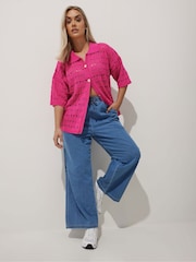 Yours Curve Pink Limited Crochet Shirt - Image 4 of 5