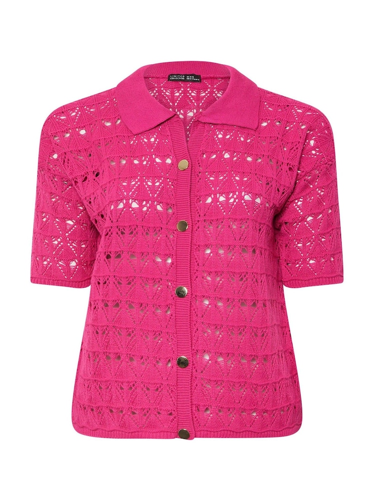 Yours Curve Pink Limited Crochet Shirt - Image 5 of 5