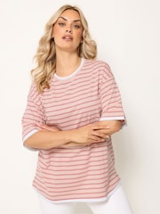 Yours Curve Pink Stripe Swing Top - Image 1 of 5