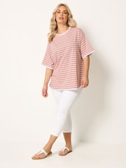 Yours Curve Pink Stripe Swing Top - Image 2 of 5