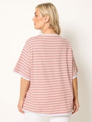 Yours Curve Pink Stripe Swing Top - Image 3 of 5
