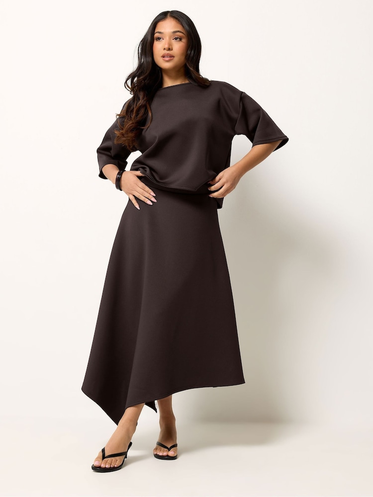 PixieGirl Petite Brown Hanky Hem Skirt - Image 1 of 5