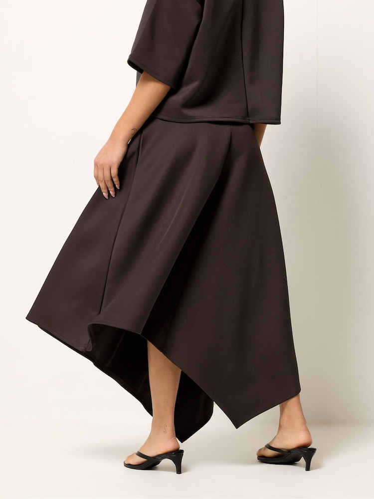PixieGirl Petite Brown Hanky Hem Skirt - Image 2 of 5
