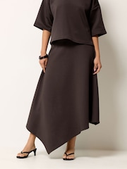 PixieGirl Petite Brown Hanky Hem Skirt - Image 3 of 5