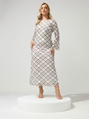 Yours Curve Cream London Mesh Dress - Image 3 of 5