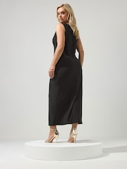 Yours Curve Black London Sash Metal Detail Dress - Image 3 of 5