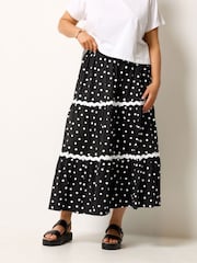 Yours Curve Black Ric Rac Jersey Skirt - Image 1 of 5