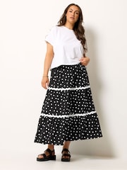 Yours Curve Black Ric Rac Jersey Skirt - Image 2 of 5