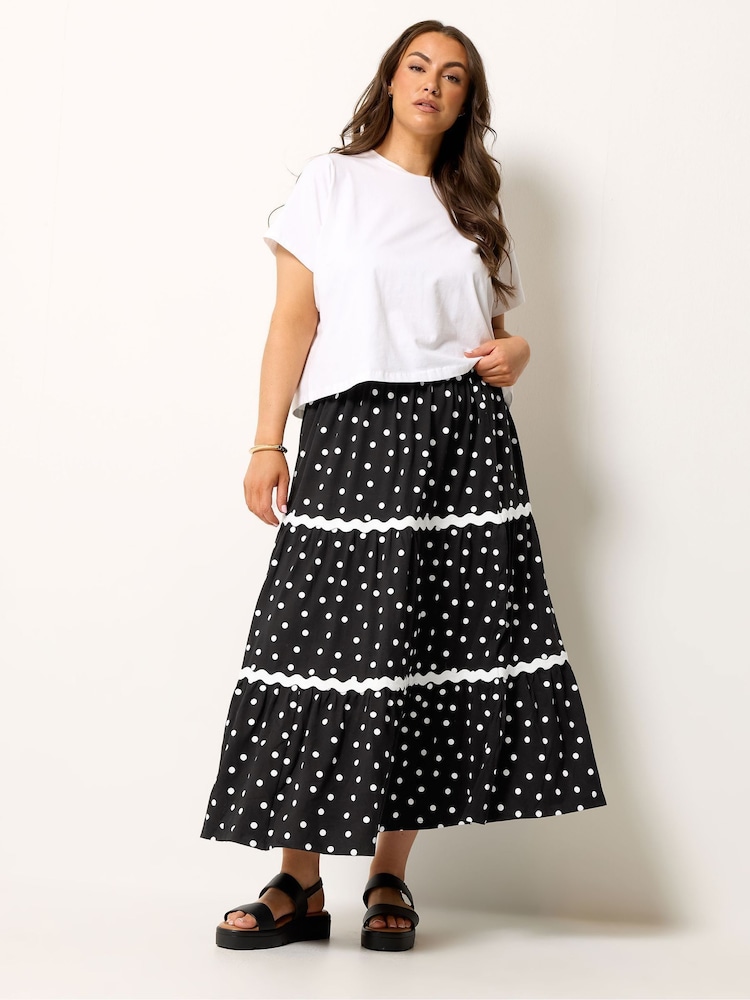 Yours Curve Black Ric Rac Jersey Skirt - Image 2 of 5 Yours Curve Black Ric Rac Jersey Skirt - Image 2 of 5