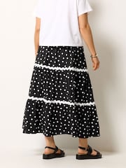 Yours Curve Black Ric Rac Jersey Skirt - Image 3 of 5
