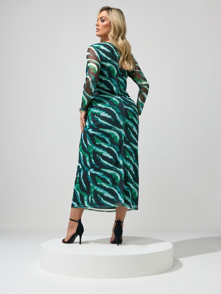 zebra green dress Yours London Women's Plus Size Mint Mesh Side Knot Midi Size 18 Not Archive