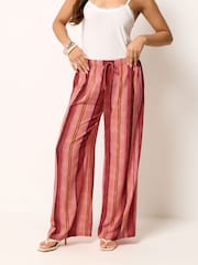 PixieGirl Petite Red Stripe Wide Leg Trousers - Image 2 of 5