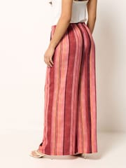 PixieGirl Petite Red Stripe Wide Leg Trousers - Image 3 of 5
