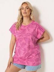 Yours Curve Pink Ric Rac Insert T-Shirt - Image 1 of 5