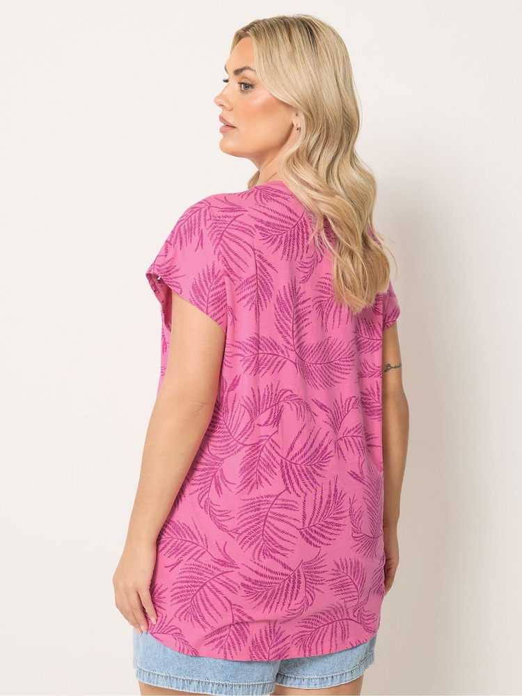 Yours Curve Pink Ric Rac Insert T-Shirt - Image 2 of 5