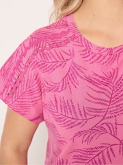 Yours Curve Pink Ric Rac Insert T-Shirt - Image 4 of 5