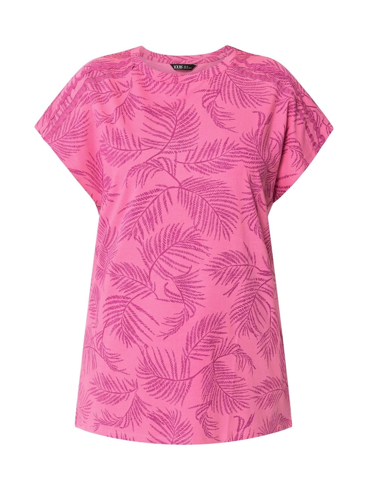 Yours Curve Pink Ric Rac Insert T-Shirt - Image 5 of 5