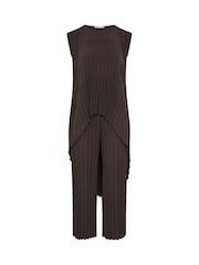 Yours Curve Brown London Pleated Top & Trousers Set - Image 6 of 6
