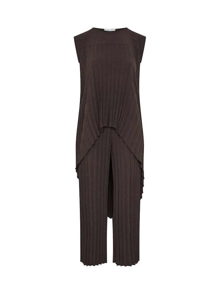 Yours Curve Brown London Pleated Top & Trousers Set - Image 6 of 6 Yours Curve Brown London Pleated Top & Trousers Set - Image 6 of 6